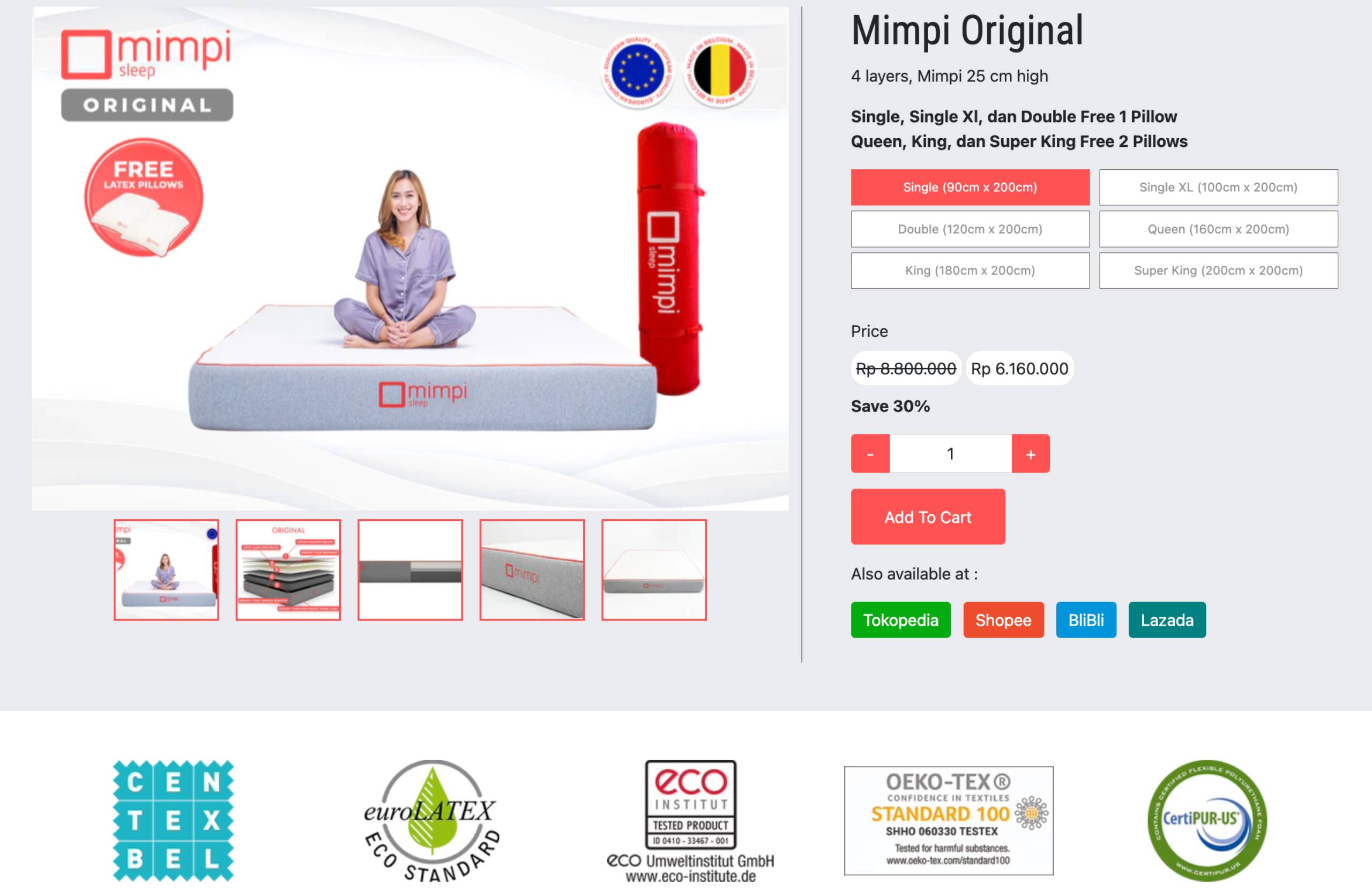 The Display of Mimpi Sleep website checkout page by SATUVISION