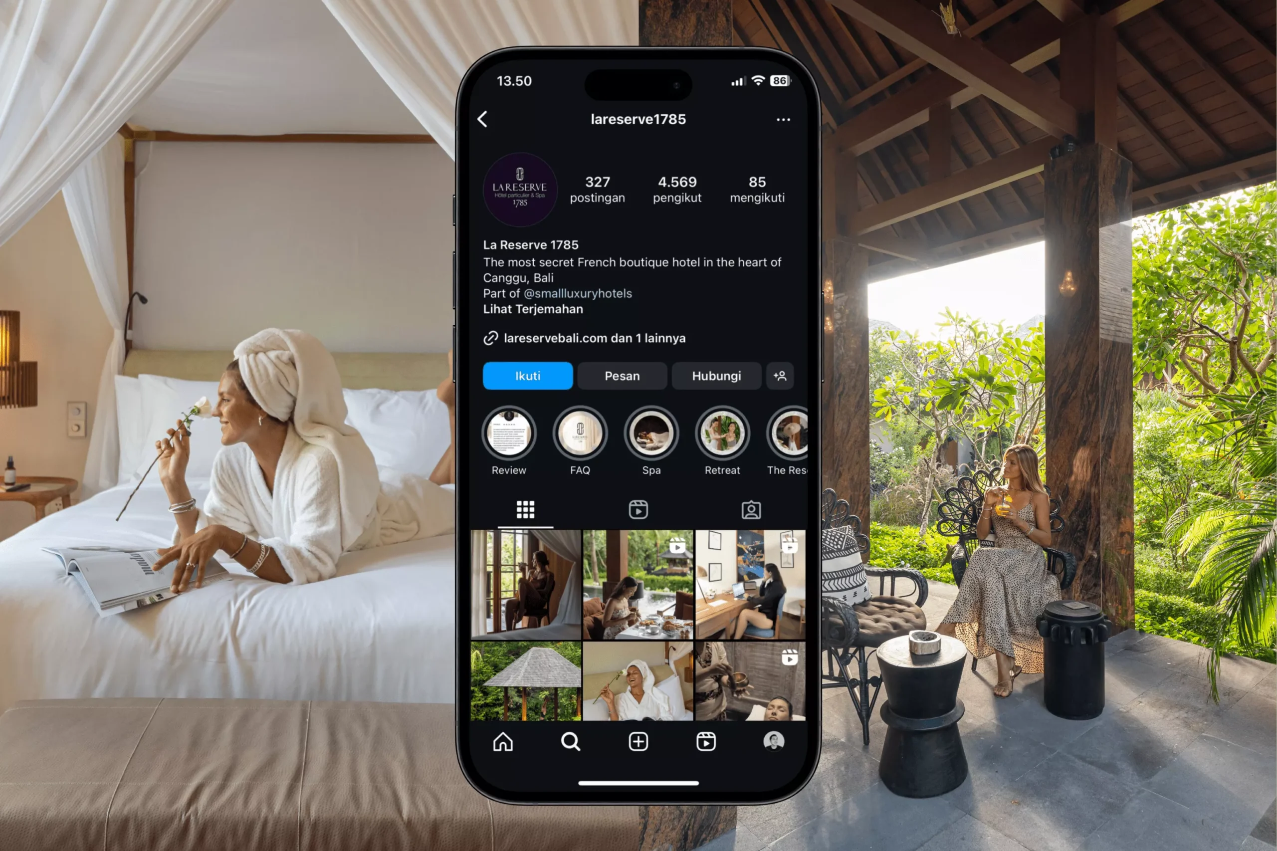 Satuvision Portfolio - La Reserve Bali - Instagram management service for luxurious boutique hotel & spa instagram account to make the profile more professional