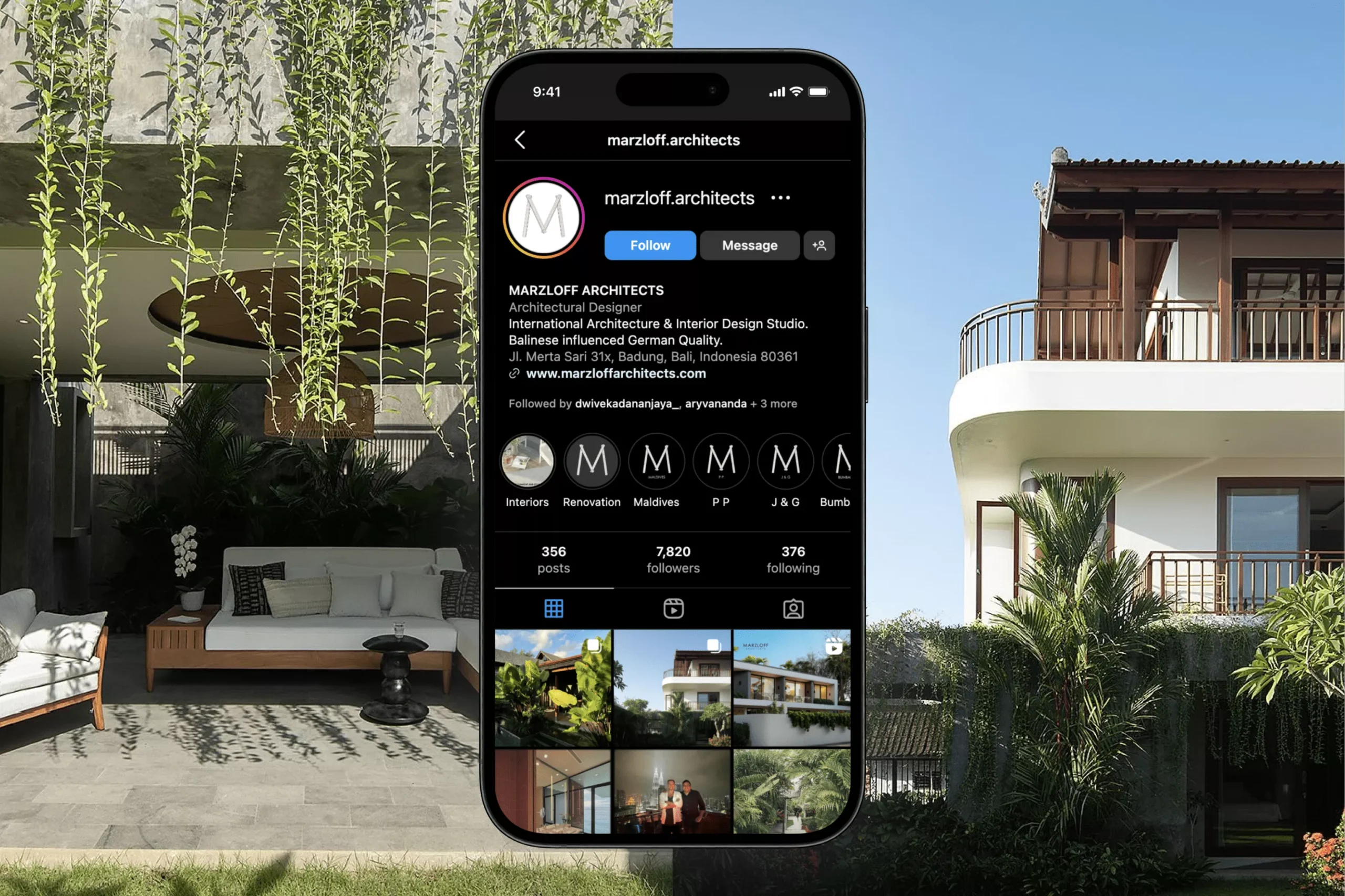 Satuvision Portfolio - Marzloff Architecture - Instagram management service for archi­tec­ture and design studio instagram account to make the profile more professional