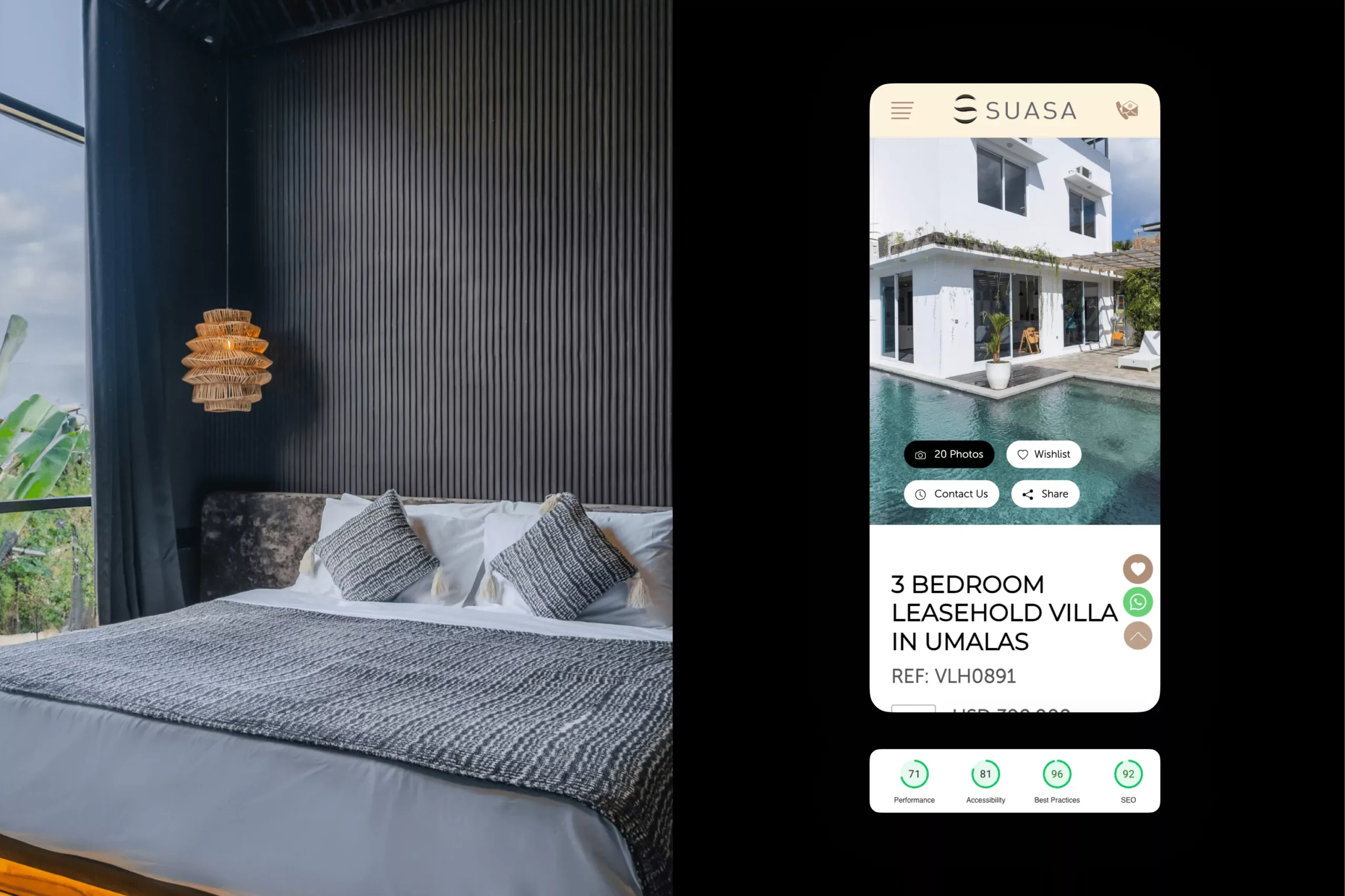 Satuvision Portfolio - Suasa - Website speed optimization for real estate business on mobile device