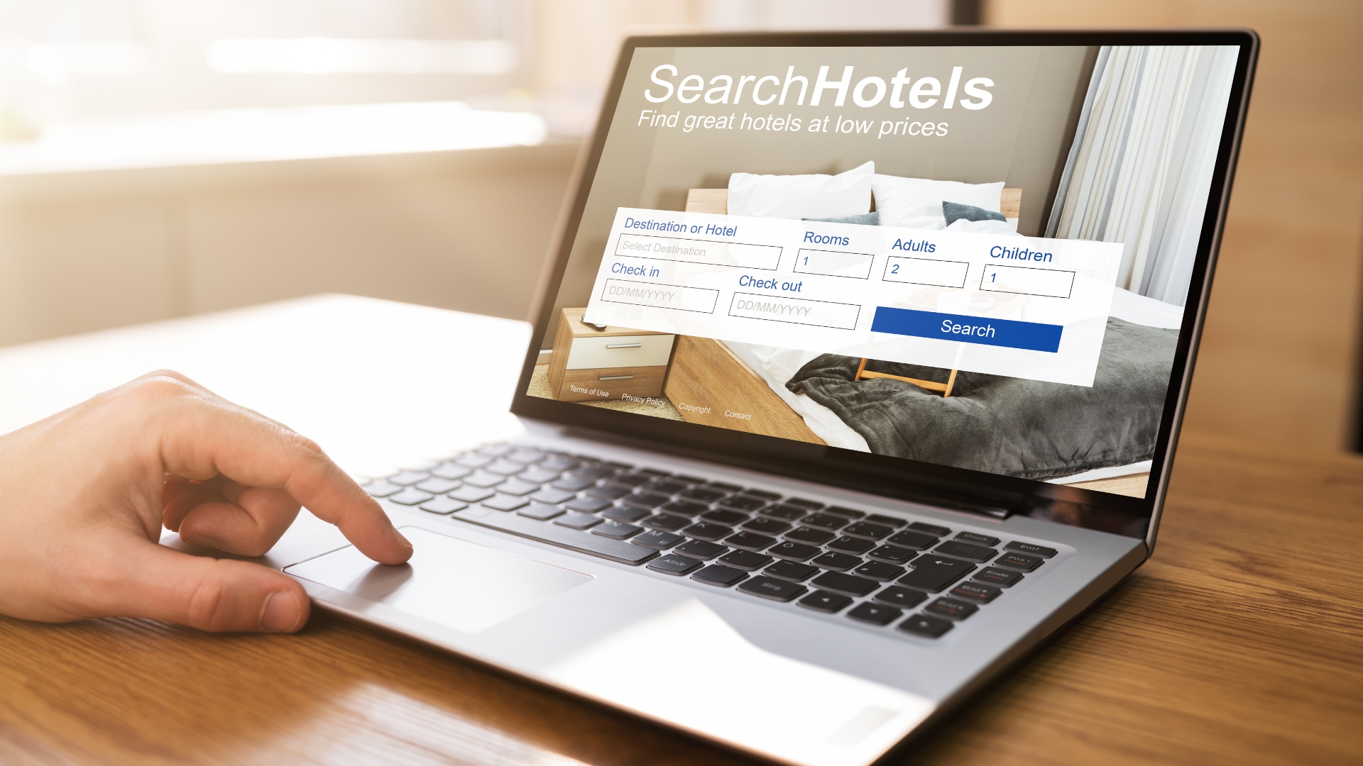 Laptop displaying a well-developed hotel website booking