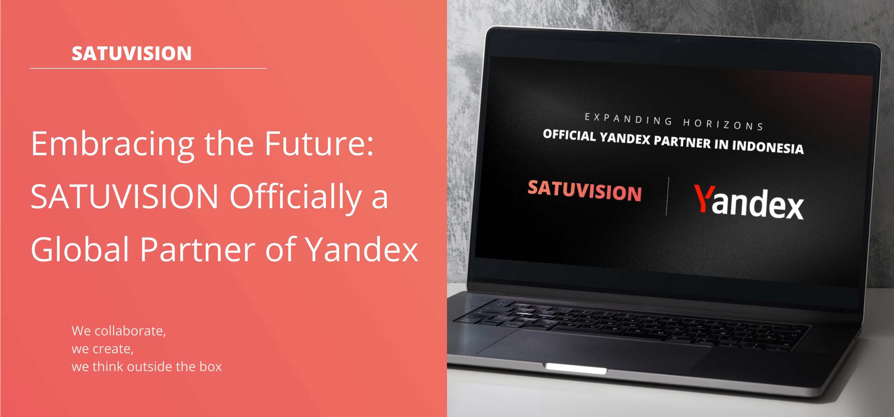 a thumbnail shown a black macbook with monitor is showing SATUVISION becomes global partner of Yandex