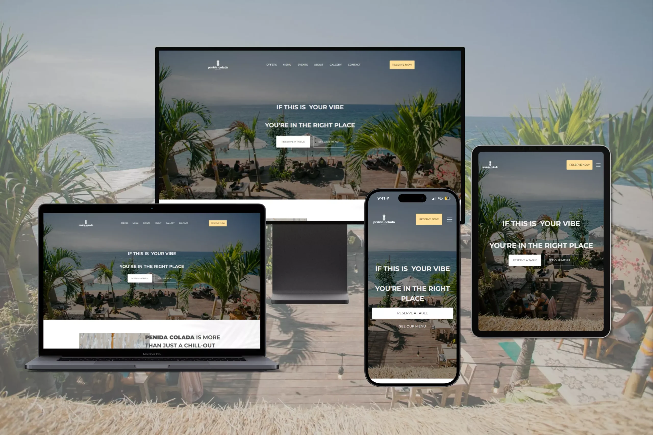 Satuvision Portfolio - Penida Colada - Responsive WordPress website development for beacr restaurant and bar in Nusa Penida, Bali on every devices