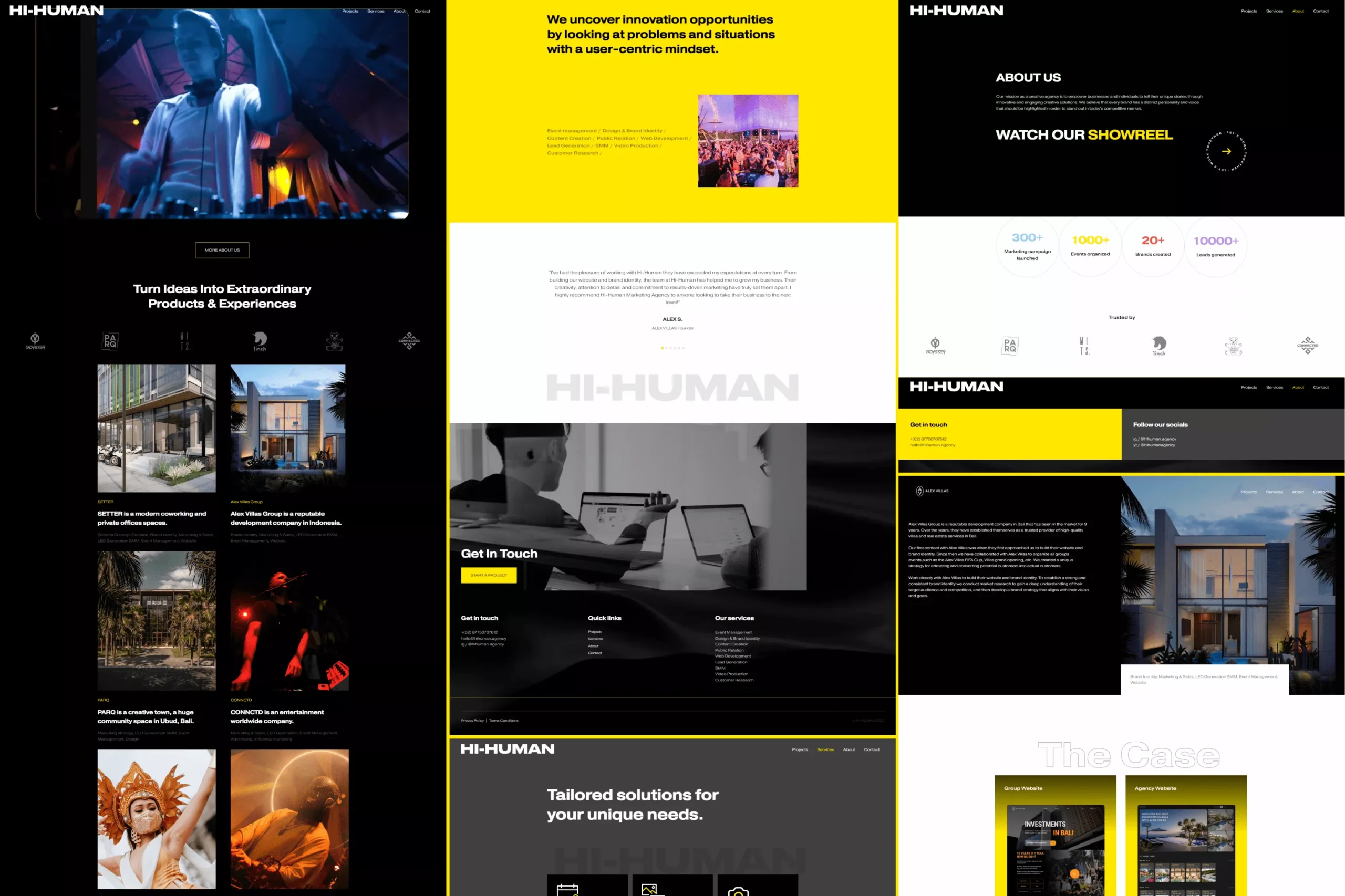 Satuvision Portfolio - Hi-Human - Website design collage with a human-centric approach to deliver impactful campaigns and solutions