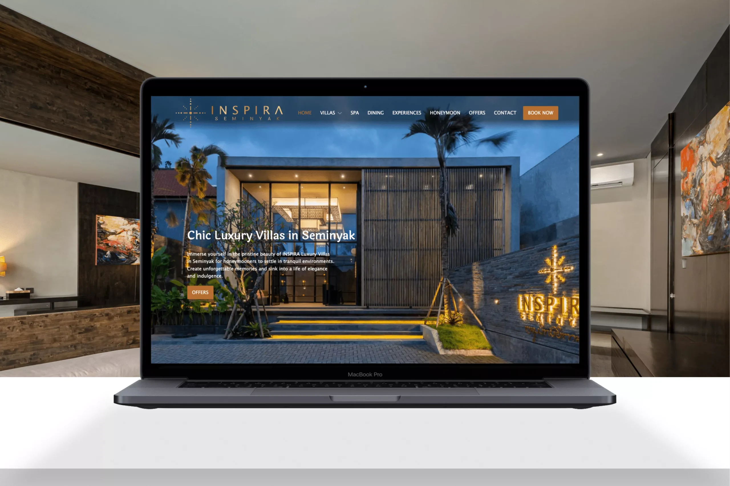 Satuvision Portfolio - Inspira - Powerful website development fro villa on macbook