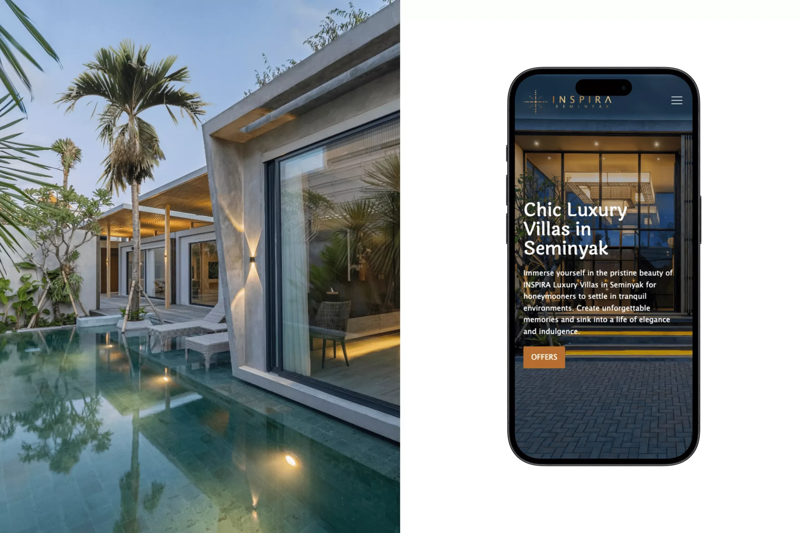 Satuvision Portfolio - Inspira - Responsive website development for villa on tablet