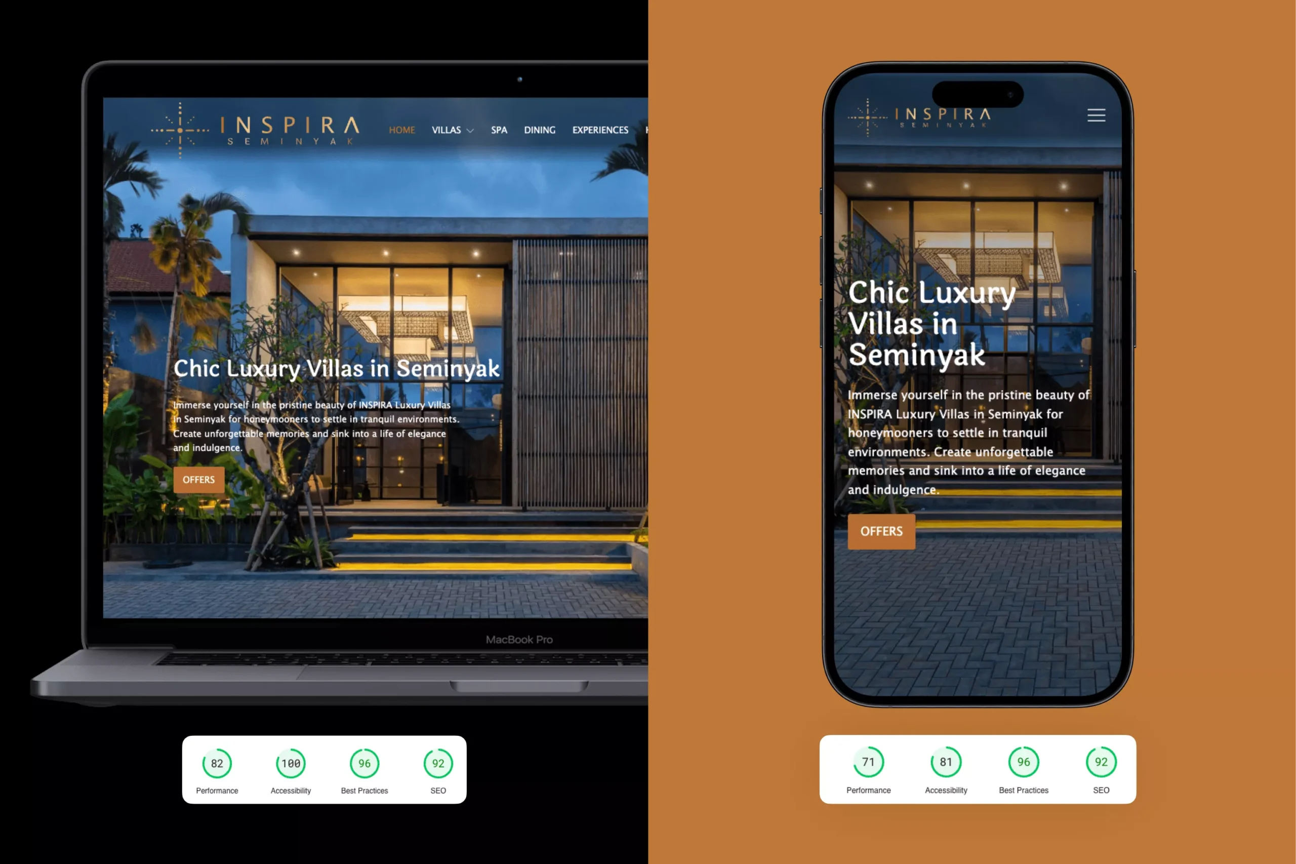 Satuvision Portfolio - Inspira - Responsive website development for villa on tablet