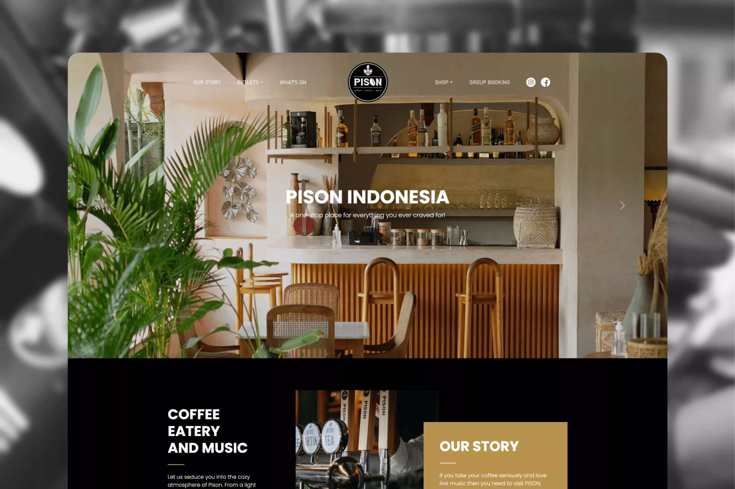 Satuvision Portfolio - Pison Indonesia - Powerful WordPress website development for modern restaurant in Ubud, Bali