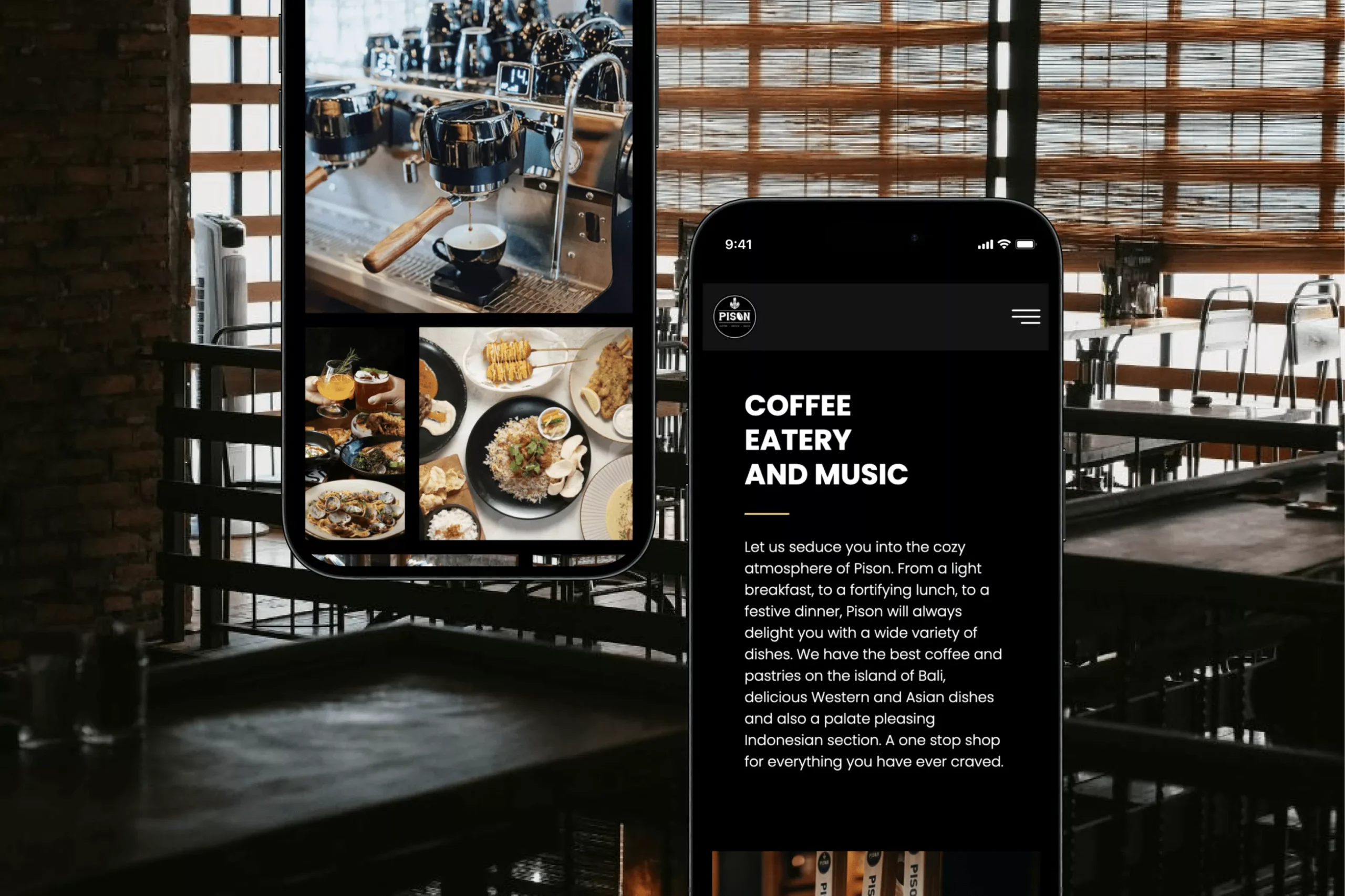 Satuvision Portfolio - Pison Indonesia - Responsive WordPress website for modern restaurant in Ubud, Bali on mobile device