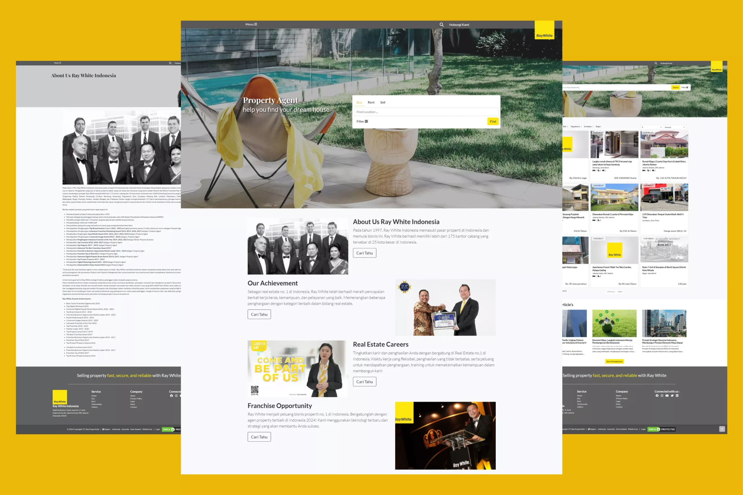 Satuvision Portfolio - Ray White - Collage of Ray White Indonesia’s website highlighting their real estate expertise