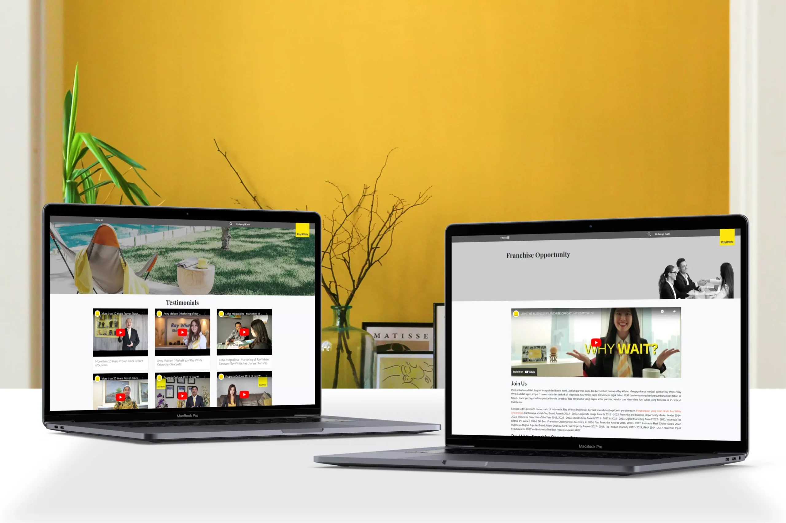 Satuvision Portfolio - Ray White - Responsive website for El Aleph leadership in real estate, career opportunities and franchise options for aspiring property agents on desktop view