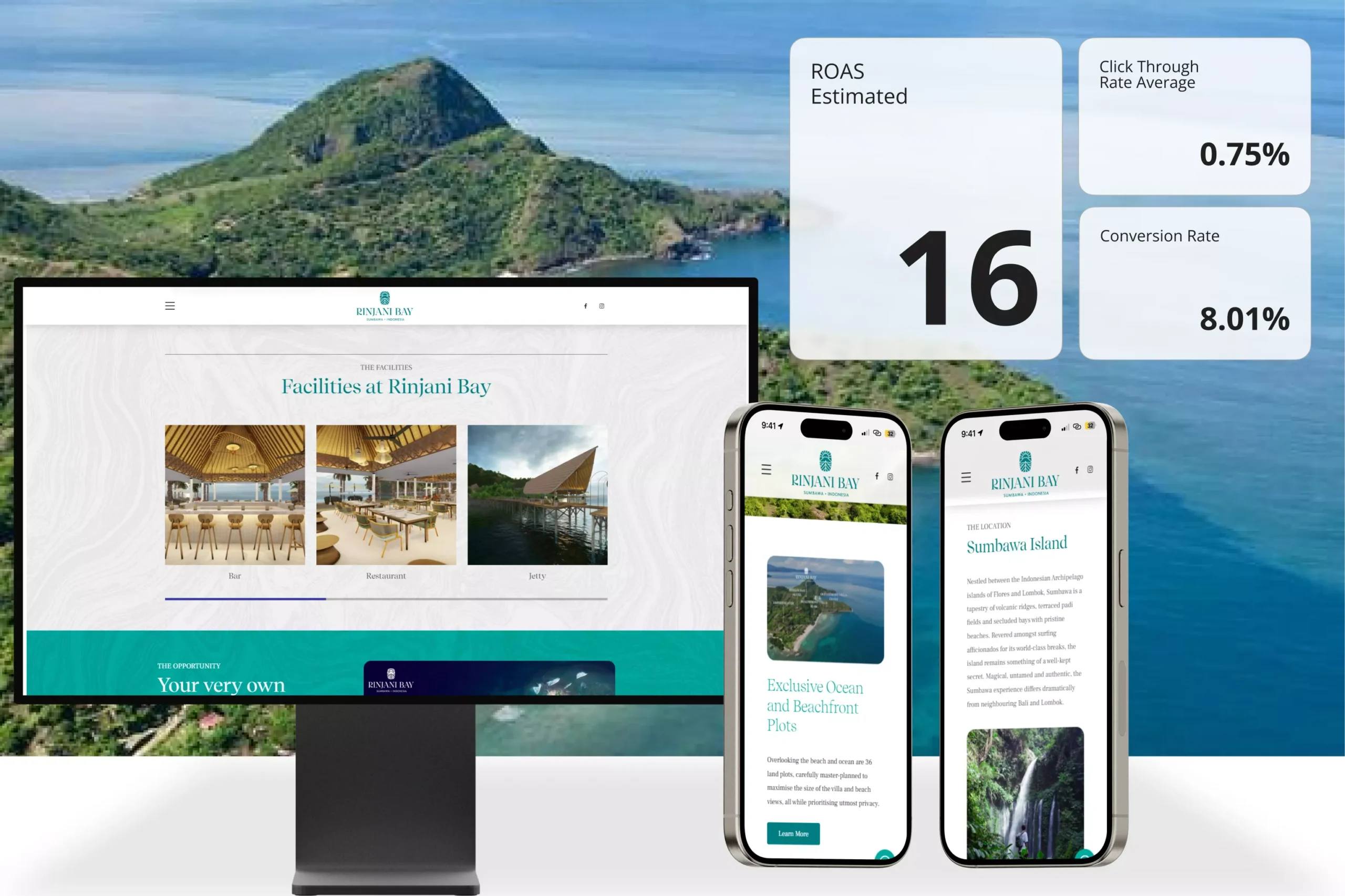 Satuvision Portfolio - Rinjani Bay - Increase the revenue with advertising for Rinjani Bay Stunning Oceanfront Land Plots